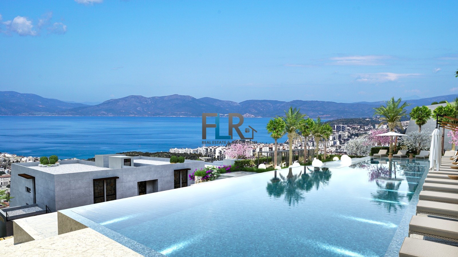 Investable Fully Seaview Smart Houses with 3 Bedroom Under Construction for Sale in Kusadasi